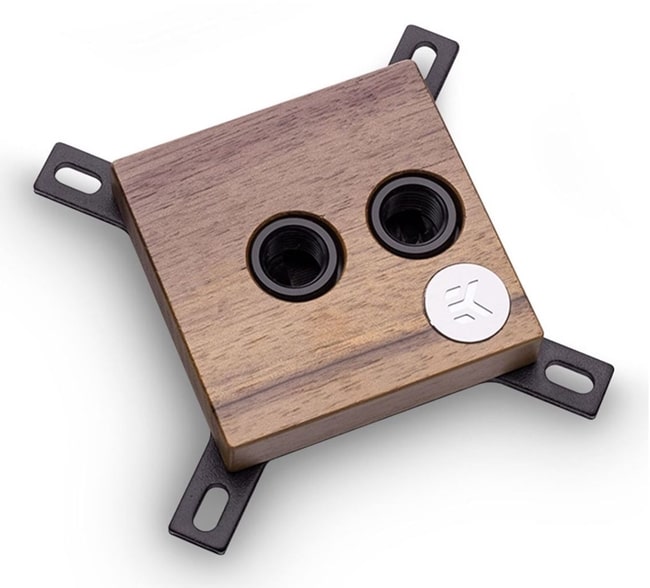 Walnut CPU block from EK Water Blocks' Lignum lineup.