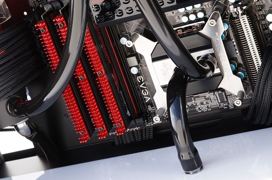 Installed water block in custom water cooling loop