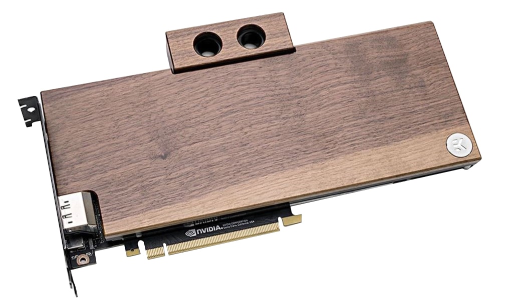 EK's Lignum solid wood GPU water block.