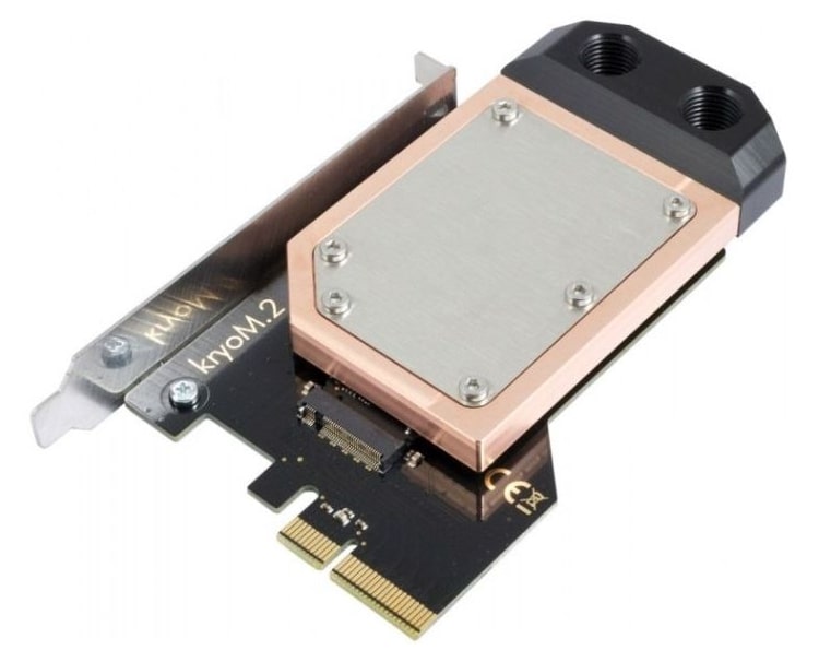 A water-cooled m.2 to PCIe adapter.