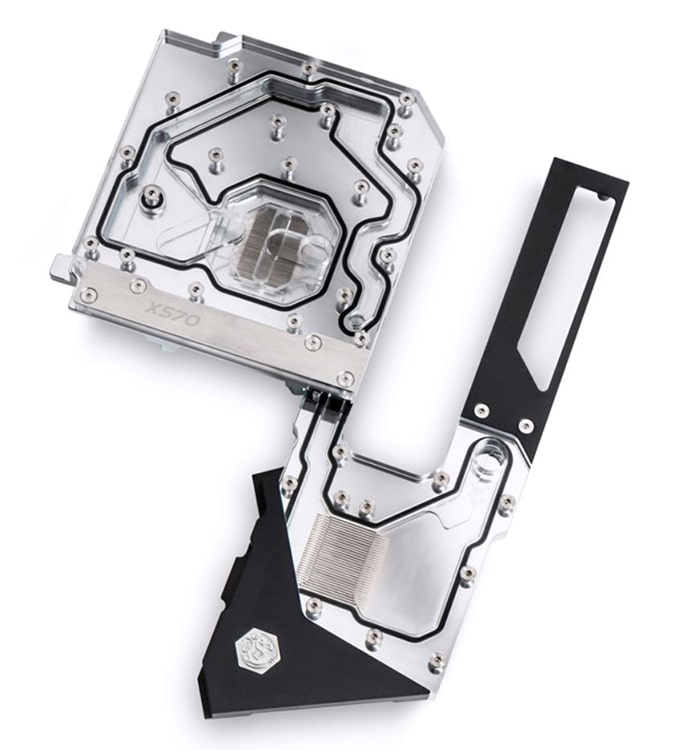 A combination monoblock and chipset block from Bitspower