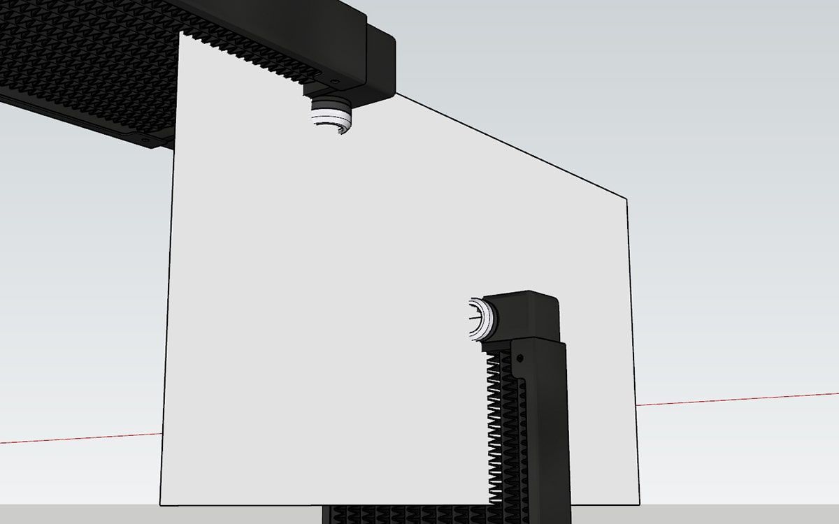 Measuring in a single plane between two water cooling radiators