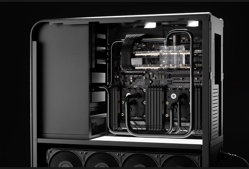 Excellent example of a clean and well-done PC custom water cooling loop.