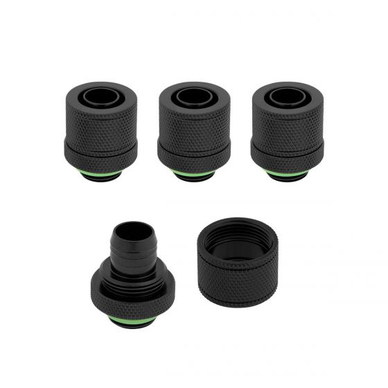 OPEN BOX - Corsair Hydro X Series XF Compression 10/13mm (3/8" / 1/2") ID/OD Fittings, Black, 4-pack